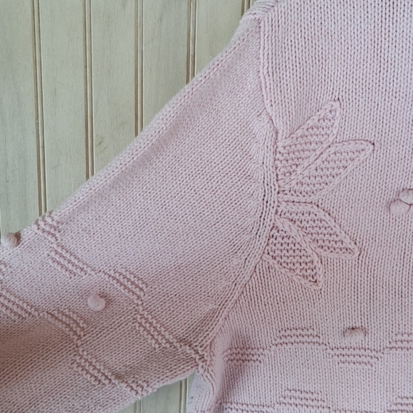 Croft & Barrow Soft Powder Pink Floral Knit Sweater Pullover Mock Neck - Picture 11 of 11